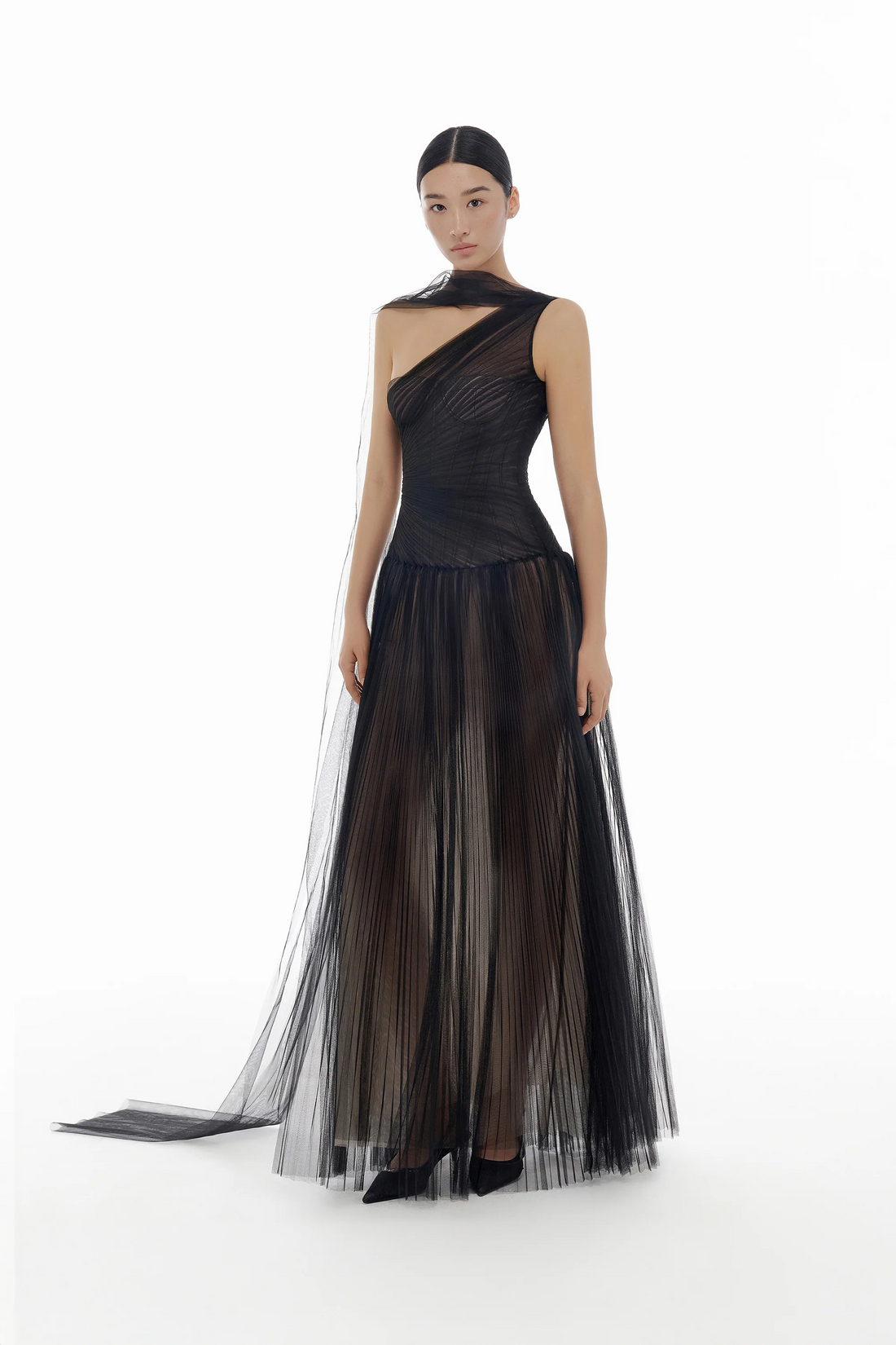 Montsand Draped Maxi Dress-Black