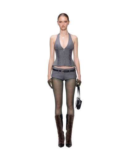 FANCì CLUB [Best Seller] Julia Halterneck Corset Top(3color)