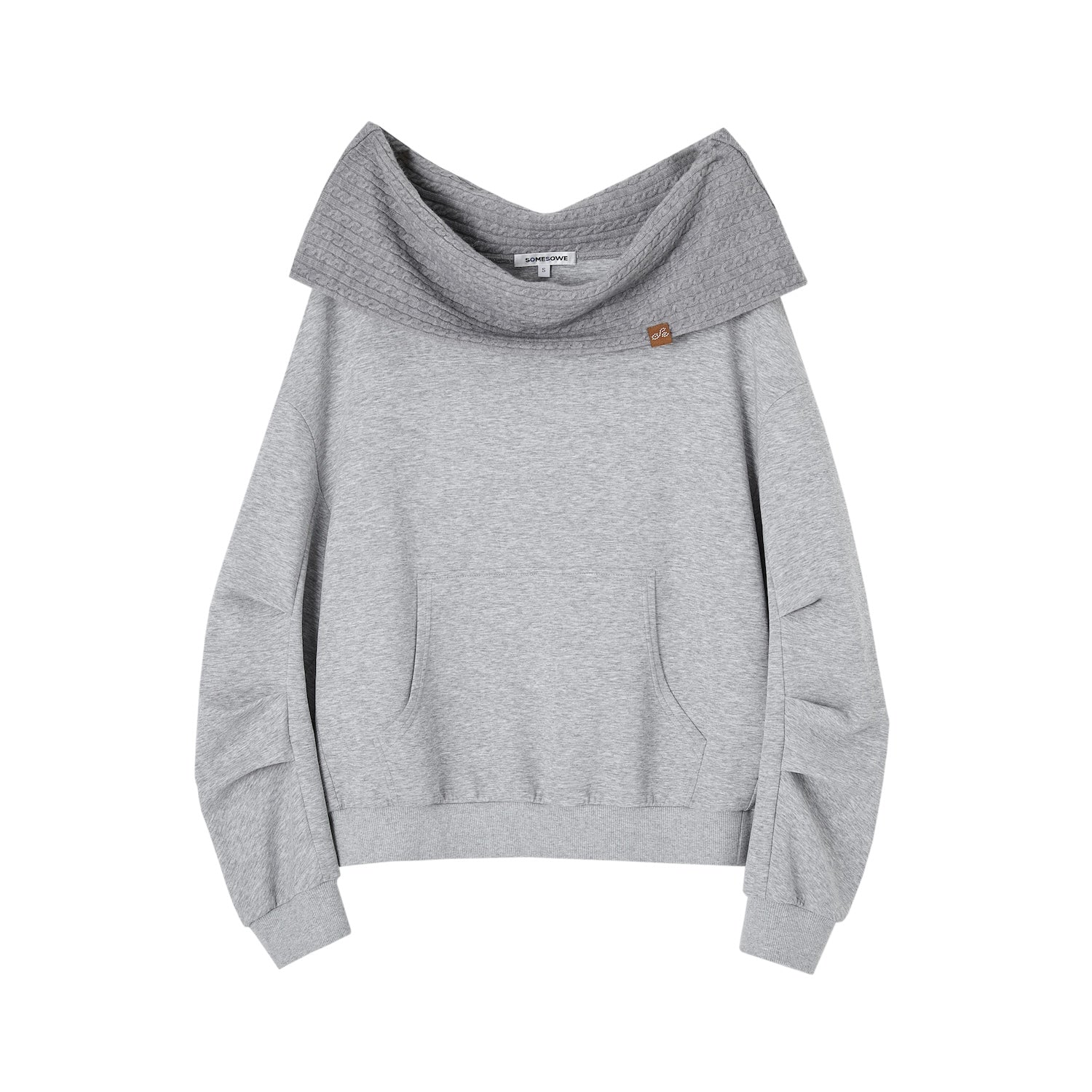 SOMESOWE S2509016 Off shoulder splicing loose fitting pullover hoodie