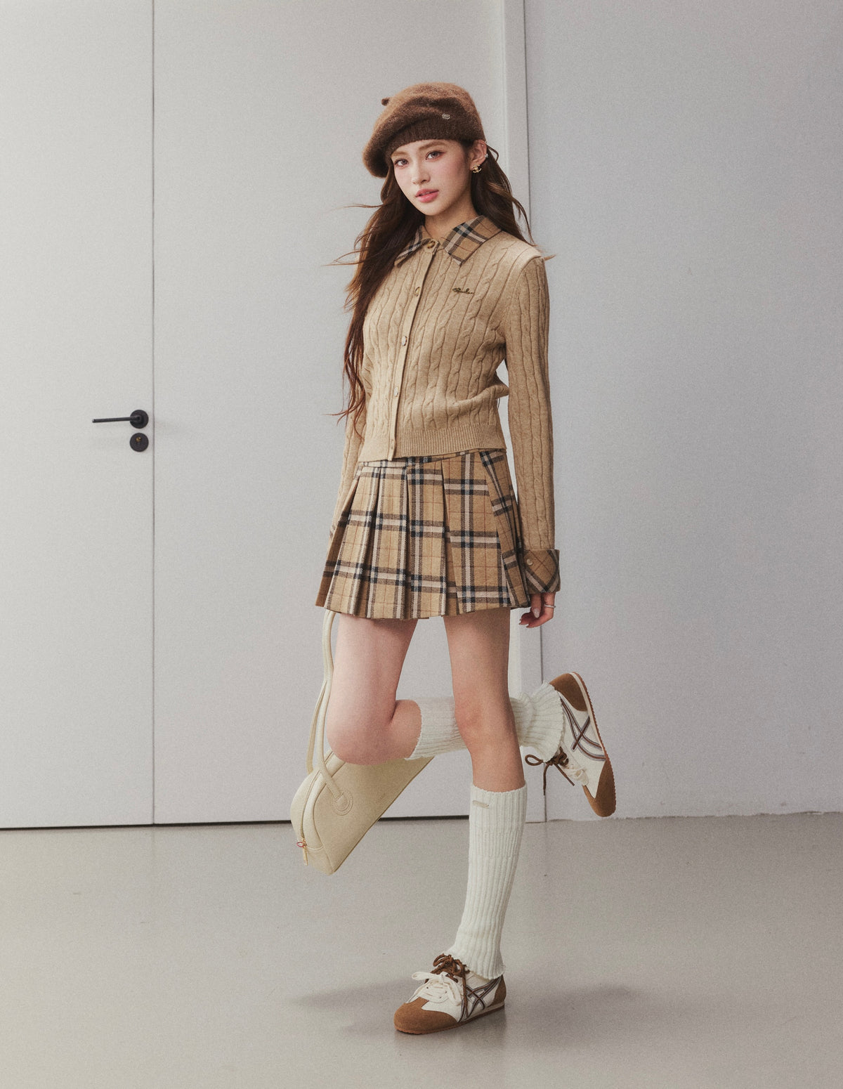 OTEBANBASS Ote260905 Plaid Wool Pleated Skirt