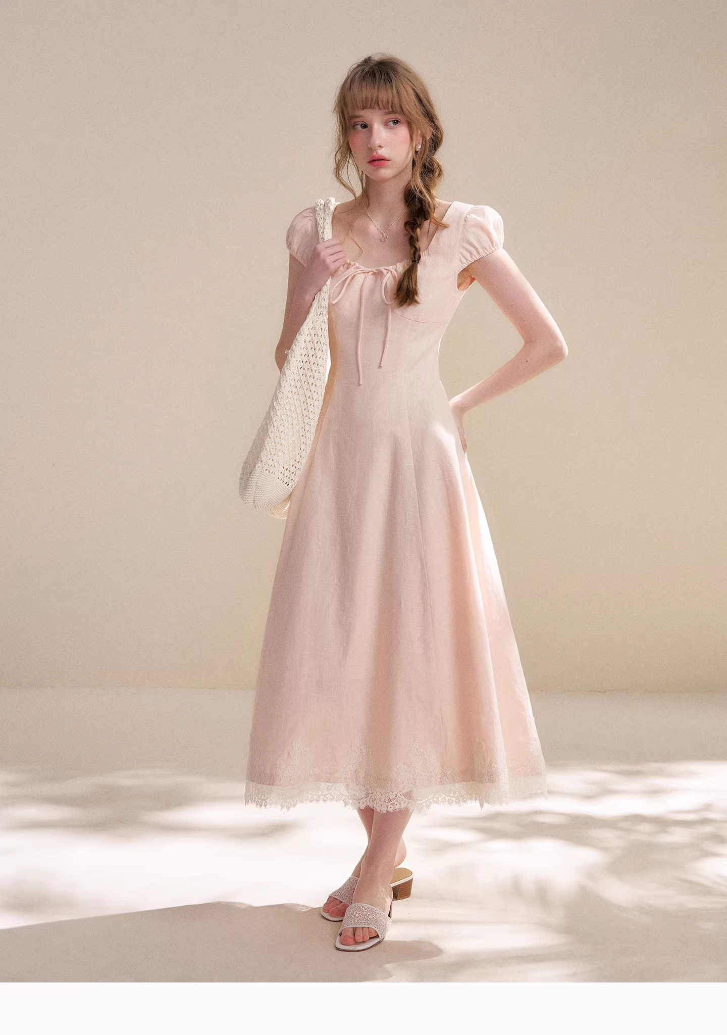 Kroche KR6063 Splicing lace waist cinching dress