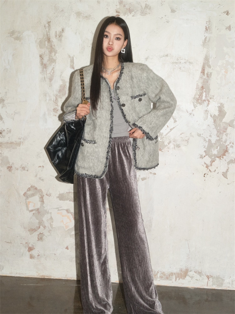 OLIVIA DUO DWT23155 Heiress Gray Woven Coat