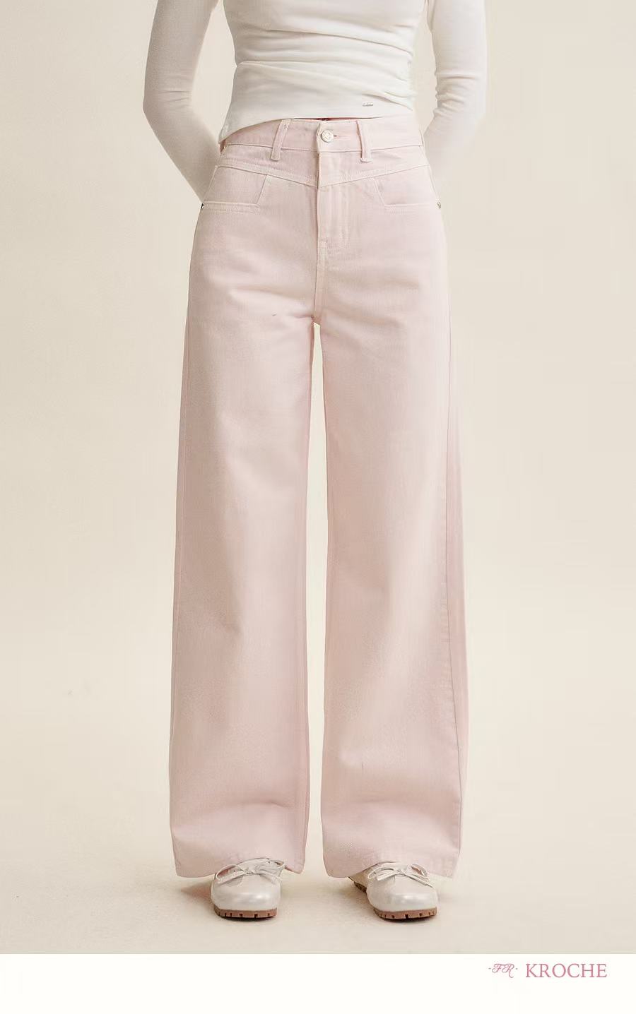 Kroche Straight wide-leg jeans (3color)