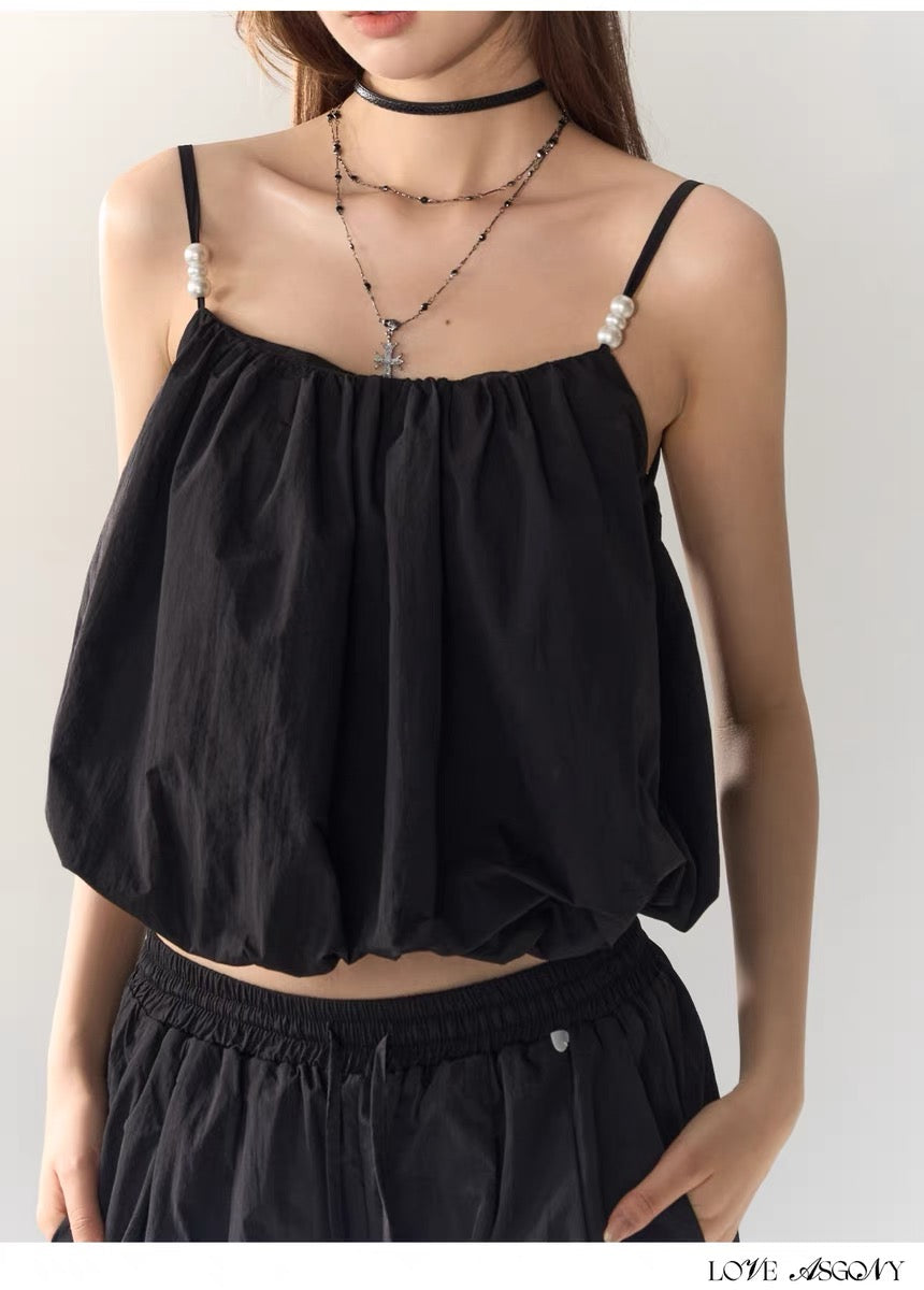 AsGony PEARL SLIP TOP（2color)