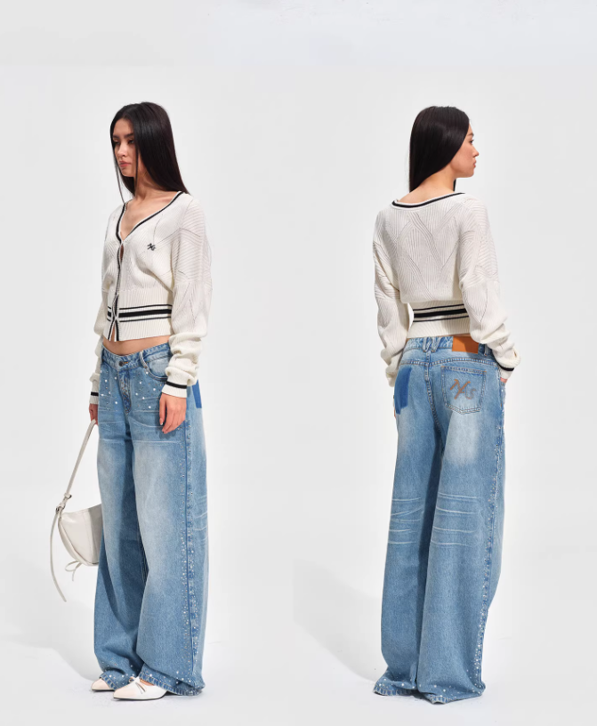 NAWS Newport Classic Contrast Stripe V-Neck Slim Fit Cardigan(2color)