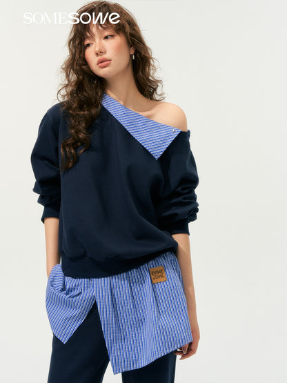 SOMESOWE S2508195&amp;S2508197 One shoulder hoodie + pants set