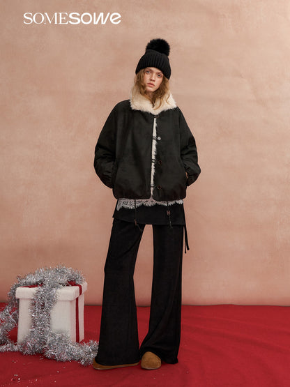 SOMESOWE S2508290 Large collar flower bud short down jacket