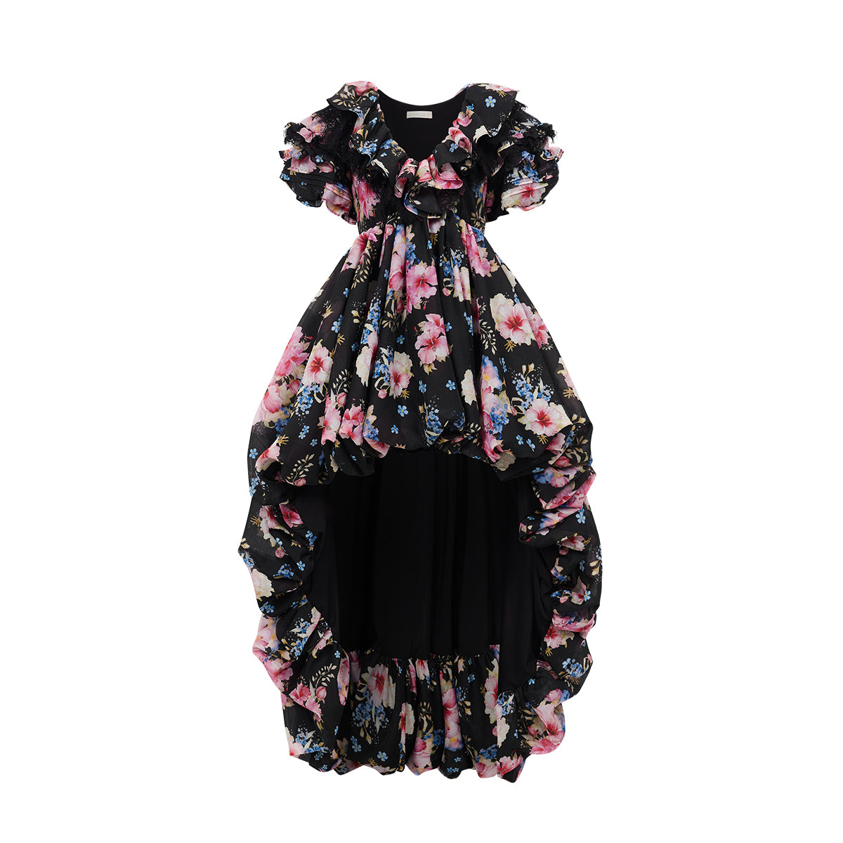 SHEERLUCK SLLYQ26108 Vacation style puffy sleeve trailing dress