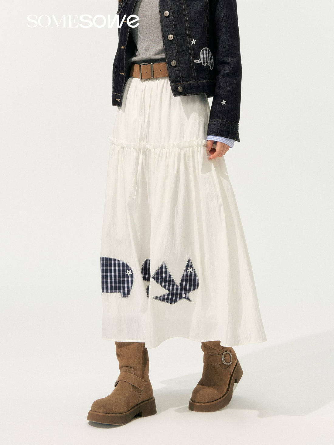 SOMESOWE S2508202 Childish plaid patterned long skirt