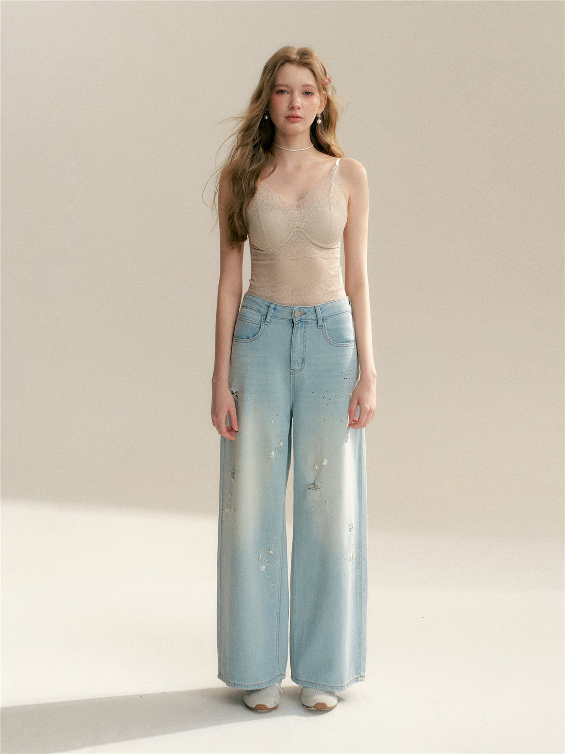 16DEWS 16D246072 Soft lace slim fit suspender