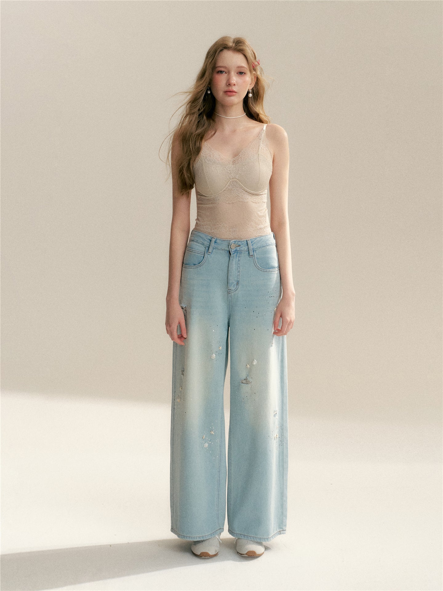 16DEWS 16D246072 Soft lace slim fit suspender