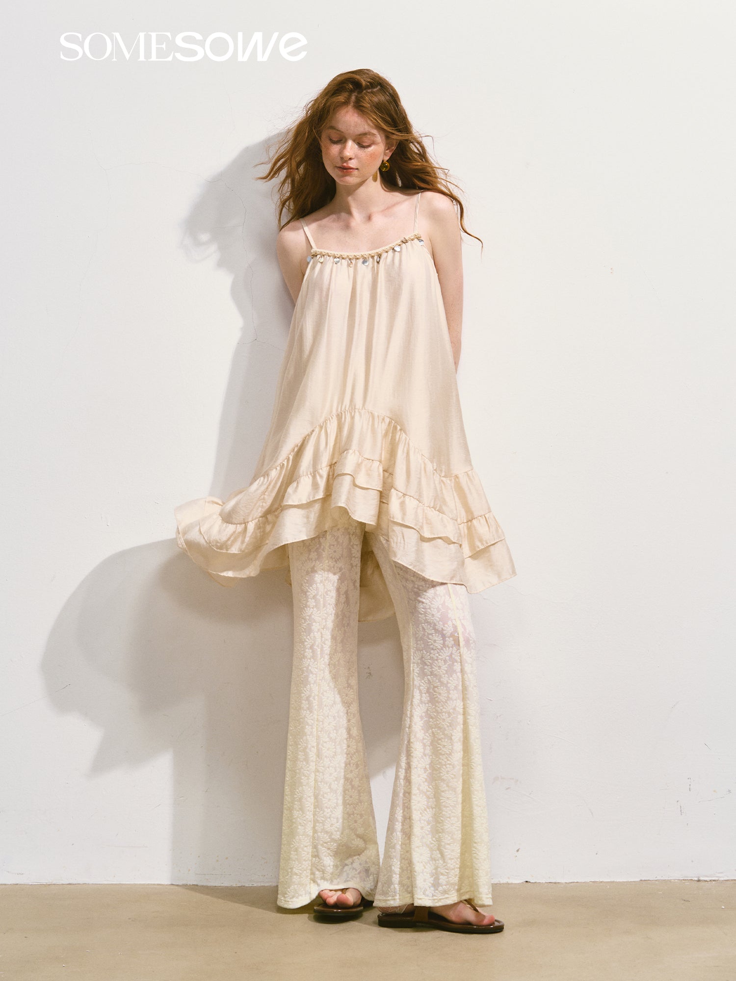 SOMESOWE S2508117 Lace micro flared pants