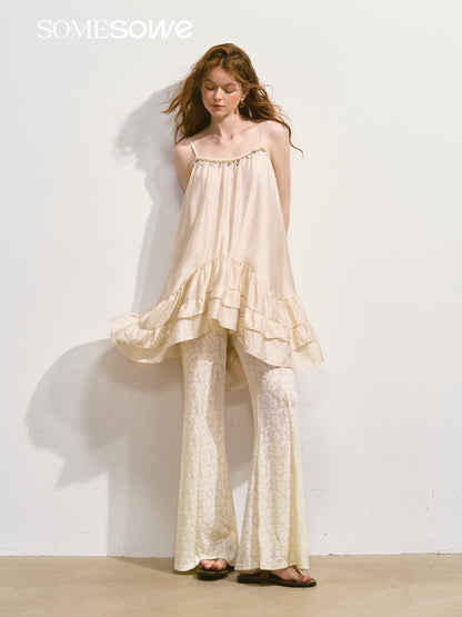 SOMESOWE S2508117 Lace micro flared pants
