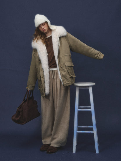 AsGony ASG25554 Fluffy curved knife casual glutinous rice pants