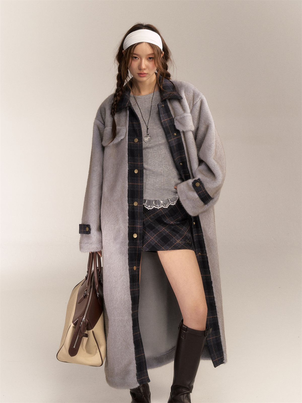 AsGony ASG24646 Maxi Grey Coat