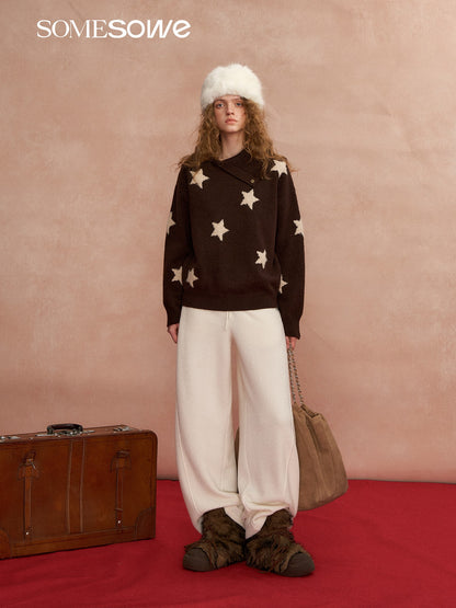 SOMESOWE S2508287 Irregular Collar Star Sweater