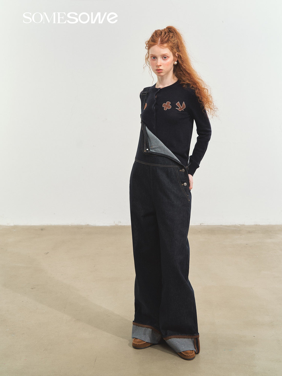 SOMESOWE S2508209 Original color denim flared overalls