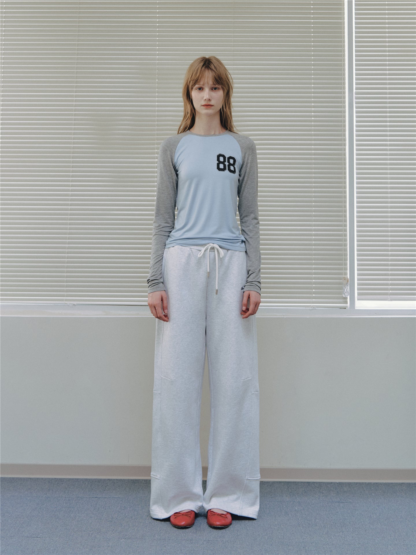 Asgony ASG26538 Elastic Drawstring Paneled Barrel Sweatpants