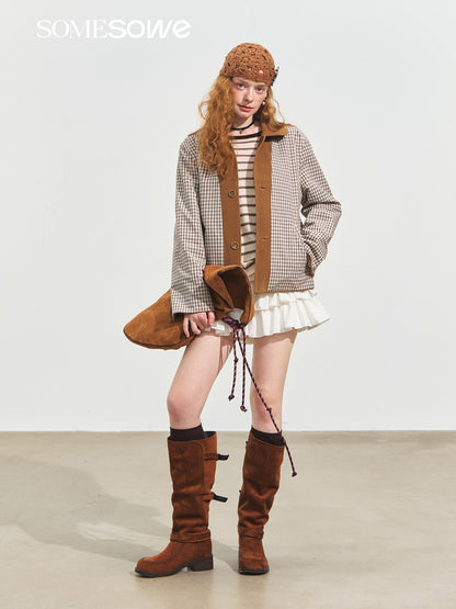SOMESOWE S2508245 Doll collar suede leather jacket