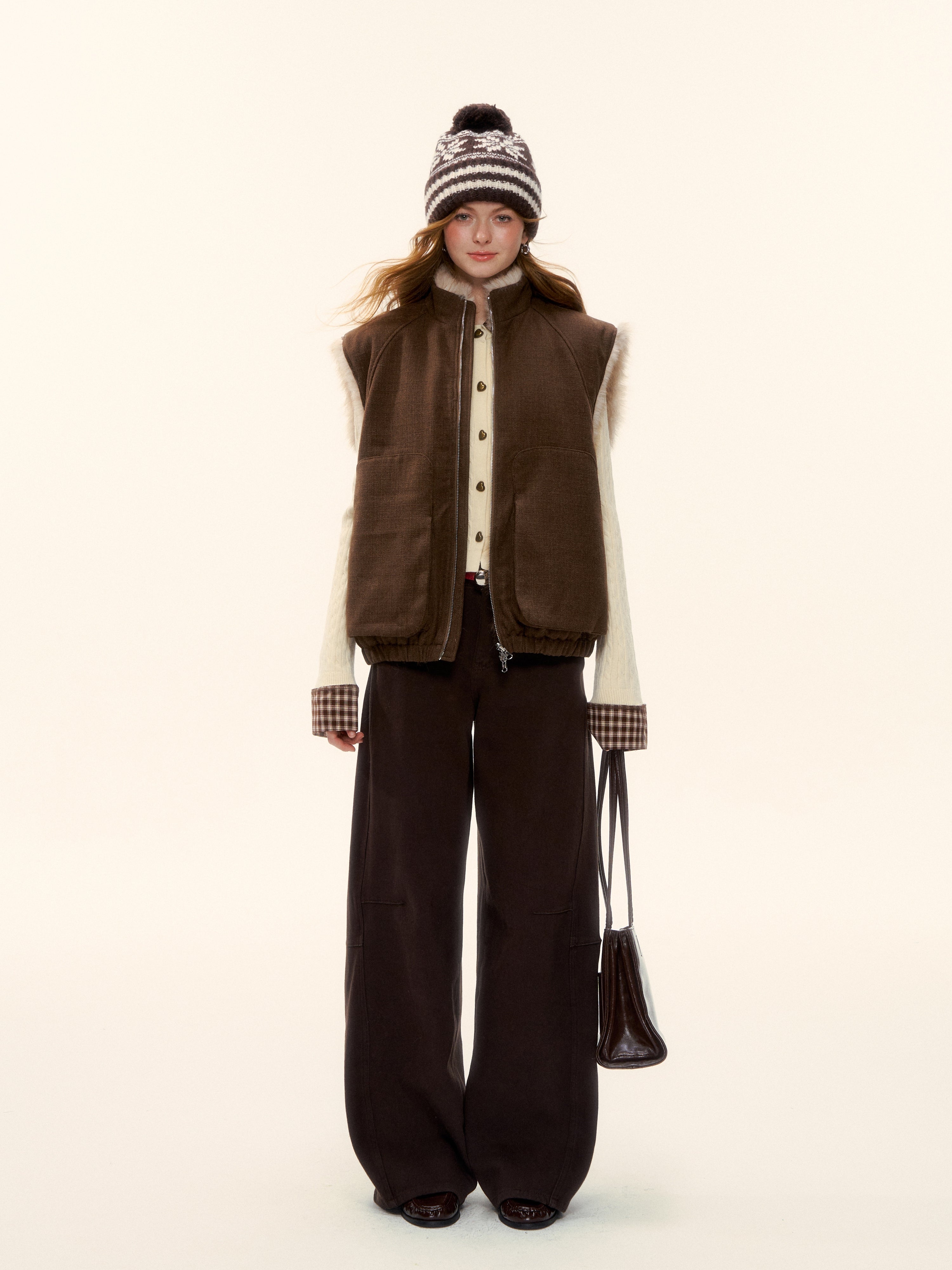 AsGony ASG25591 Eco-friendly fur double-sided vest
