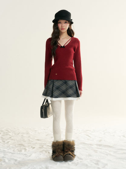 16DEWS 16D25507 V-neck slim-fit knit top