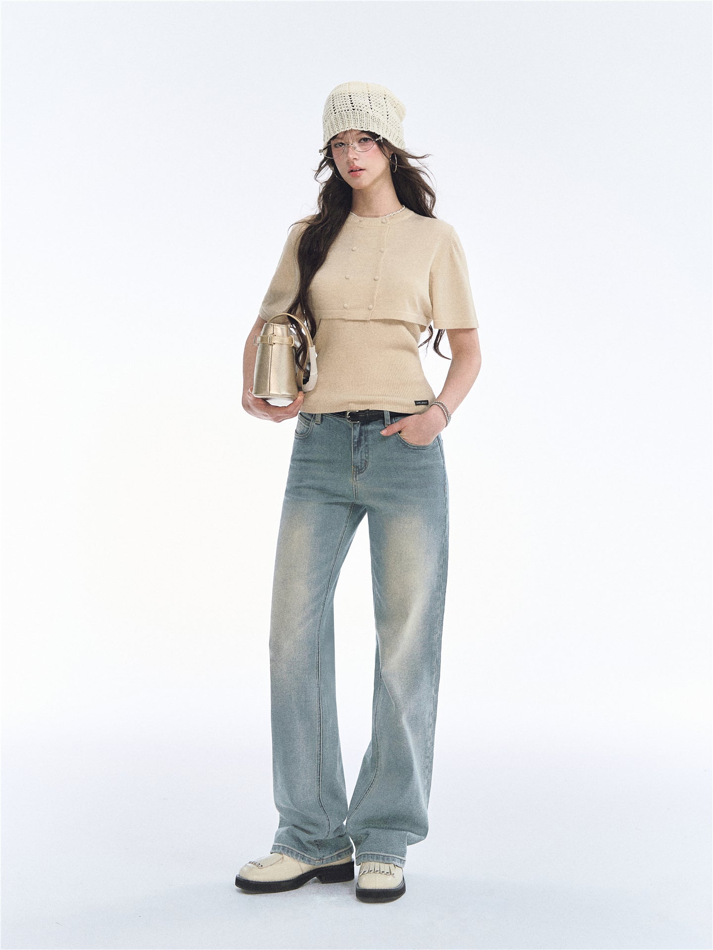Asgony ASG26552 Two-Piece Cape Knit Cardigan