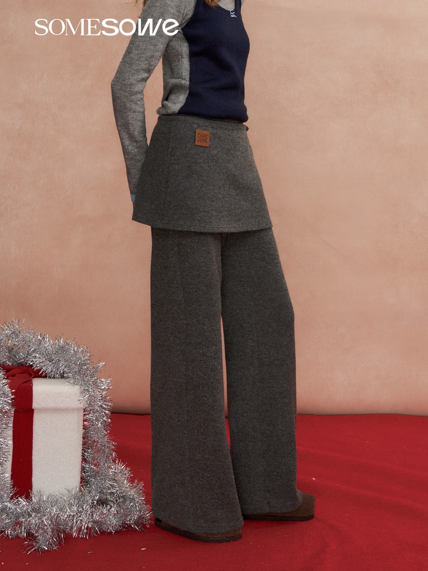 SOMESOWE S2508299 Detachable curtain micro fleece long pants