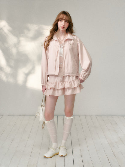 16DEWS 16D26083 Bow tie design sunscreen jacket + skirt set