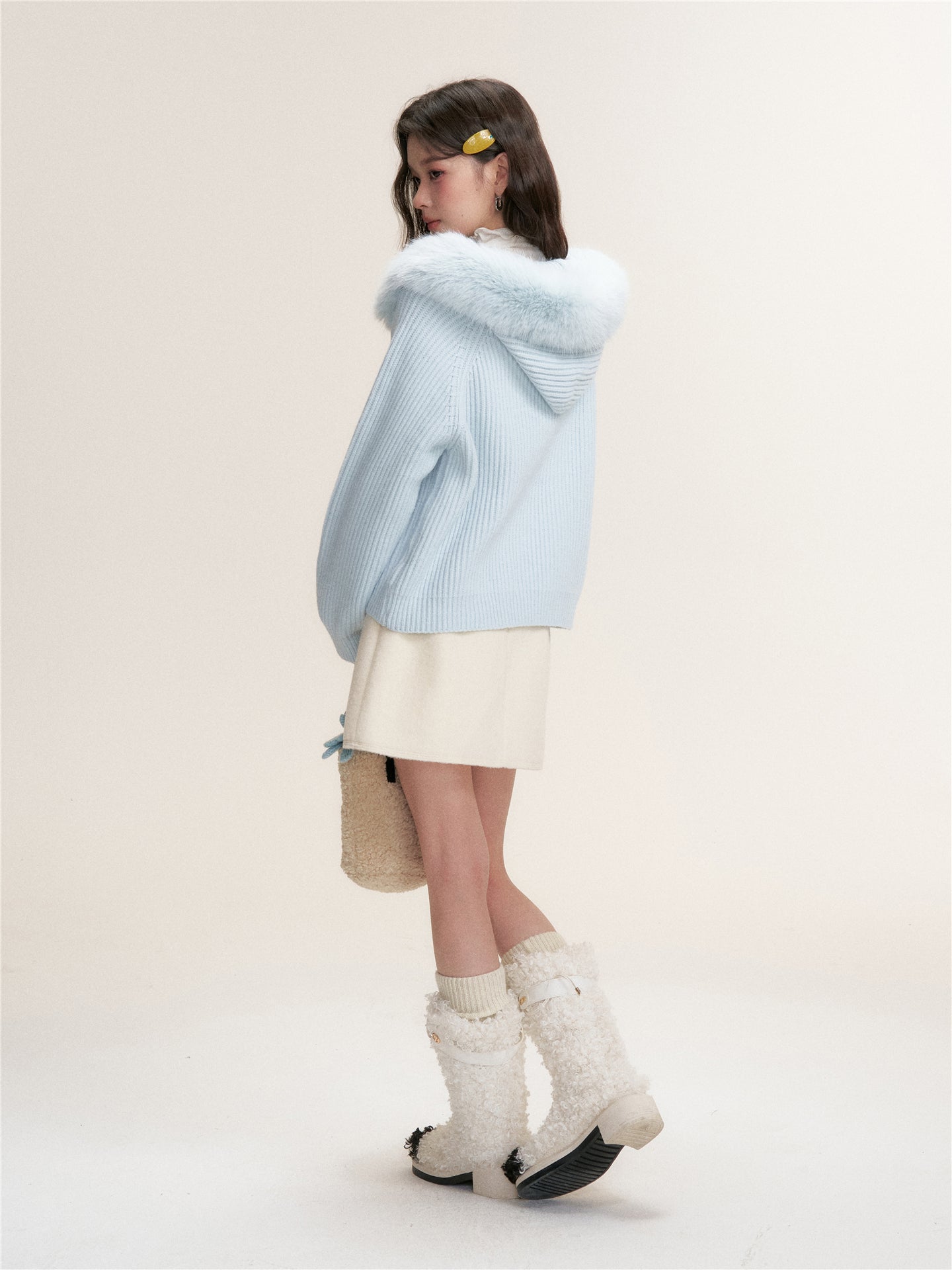 16DEWS 16D25460 Wool blend woolen A-line skirt