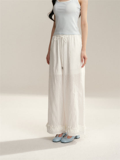 16DEWS 16D246066 Loose wide leg pants with ruffle edge splicing