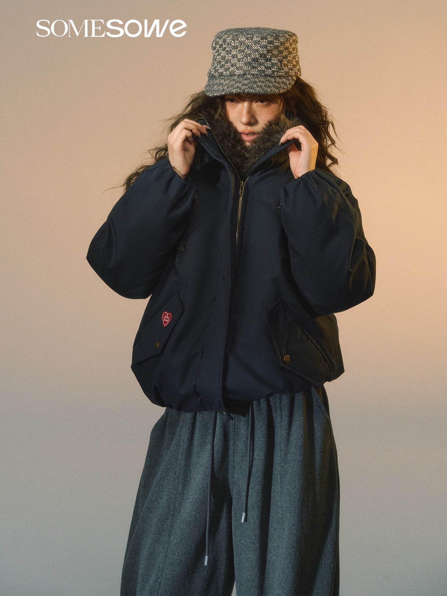 SOMESOWE S2508258 Detachable fur collar down jacket