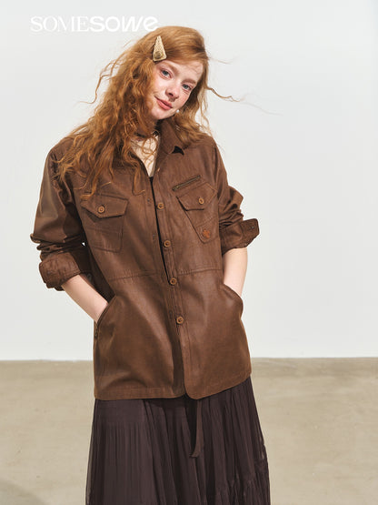 SOMESOWE S2508255 Multi-Pocket Casual Suede Jacket