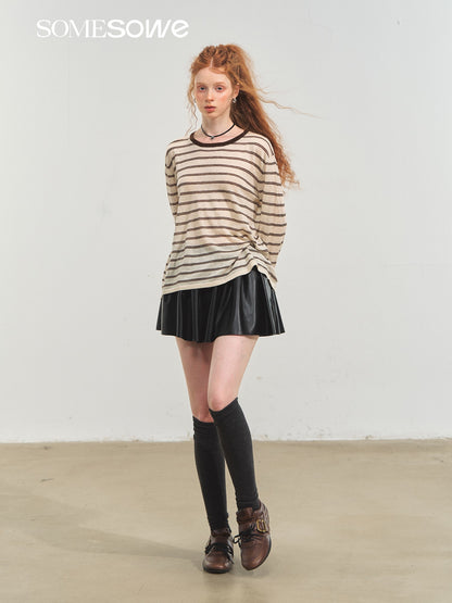 SOMESOWE S2508227 Vintage striped versatile knitted top
