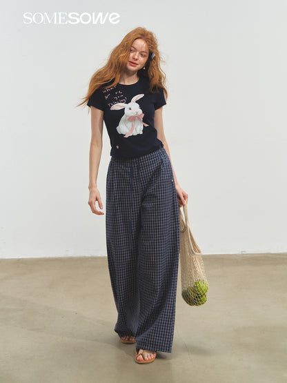 SOMESOWE S2508169 Plaid wide leg pants