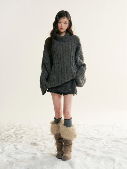 16DEWS 16D25503 High neck twists silhouette pullover sweater
