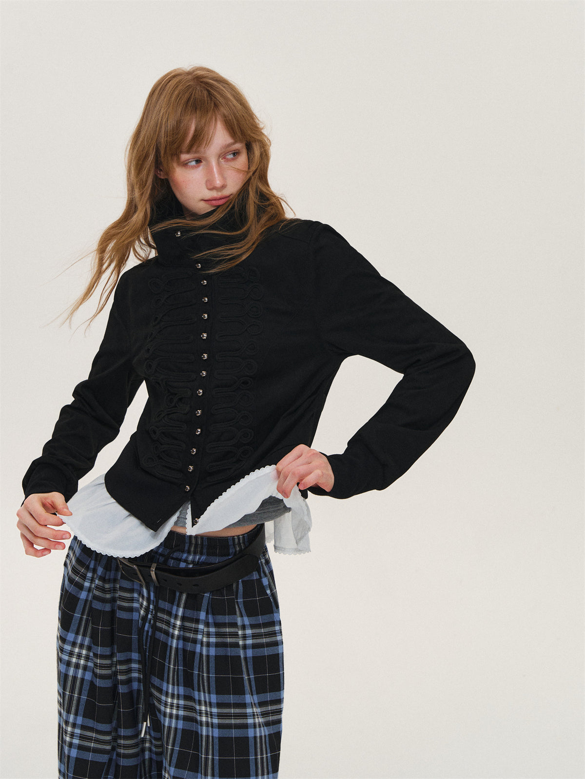 Asgony ASG26608 Suede Lace-Trim Jacket