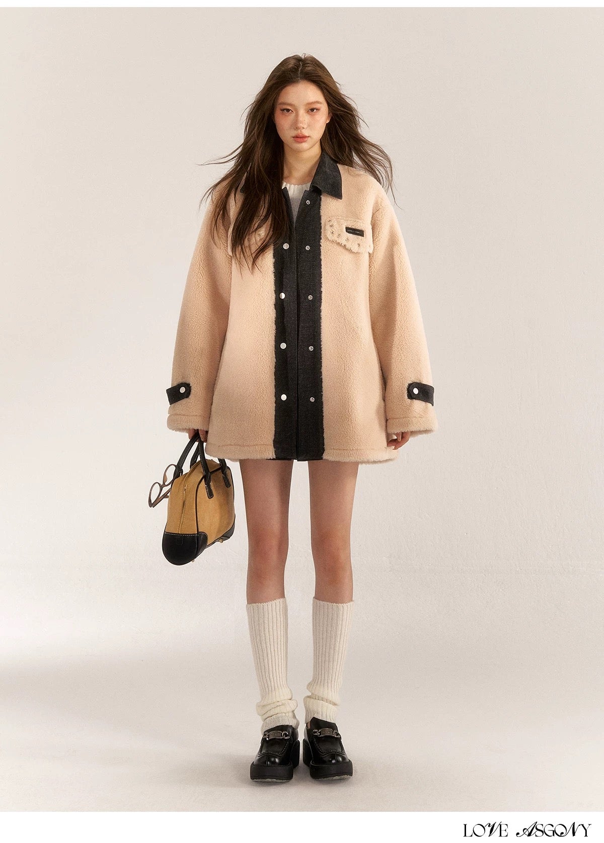 AsGony ASG31026 Short Fleece Coat - Apricot