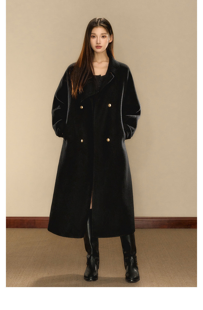 OShea Lapel Maxi Coat-black