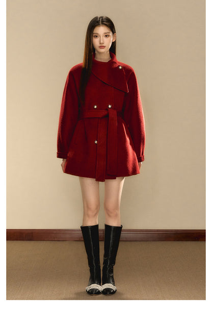 OShea 4D01D1036 Lapel Midi Coat-red