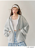 AsGony Grey Oversized Pearl Hoodie