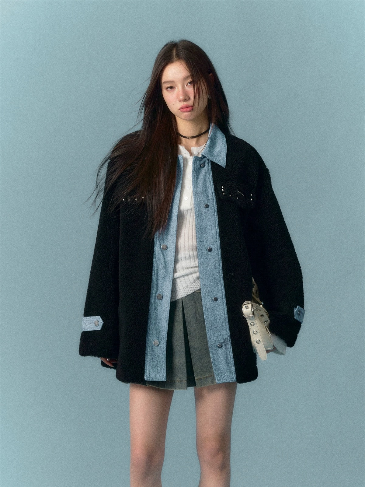 ASGONY [Best Seller] Denim and Fleece Coat(2length)31026 31123