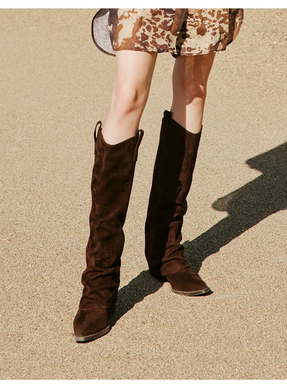 BREADTREE Slouchy Knee-High Pointed Toe Riding Boots