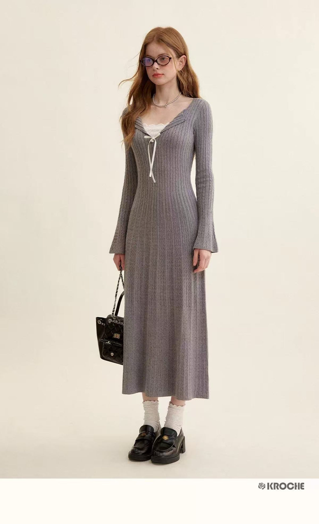 Kroche Lace knitted thick dress (2 length)