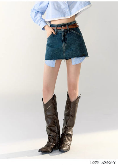 AsGony Heline Set(short shirt or denim skirt)