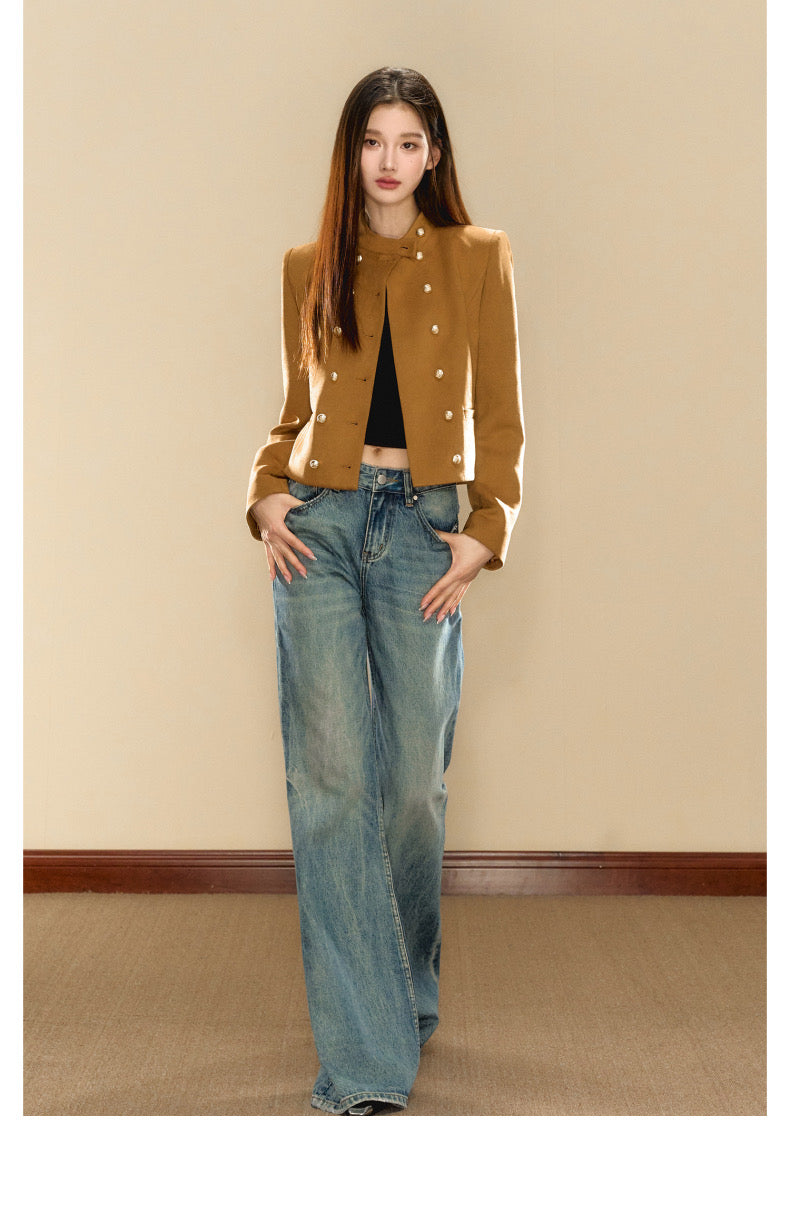 OShea Caramel Jacket &amp; High Waist Jeans