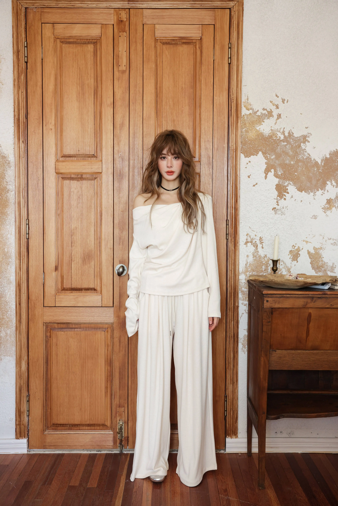 Cloud Season CT224002 One-Shoulder Lazy Set(2color)