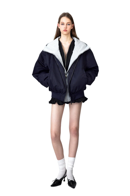 YJINGZYZJ Oversized Bomber Jacket In Blue