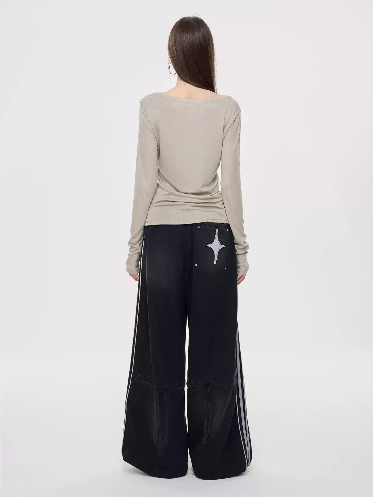 Nova Street Black Patch Pocket Wide Leg Pants