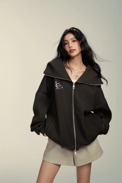 Chill Zoey Brown Zip-Up Hoodie Jacket