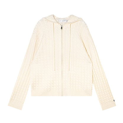 AsGony ASG25639&amp;ASG24653 Wool zipper hooded knitted sweater + pants